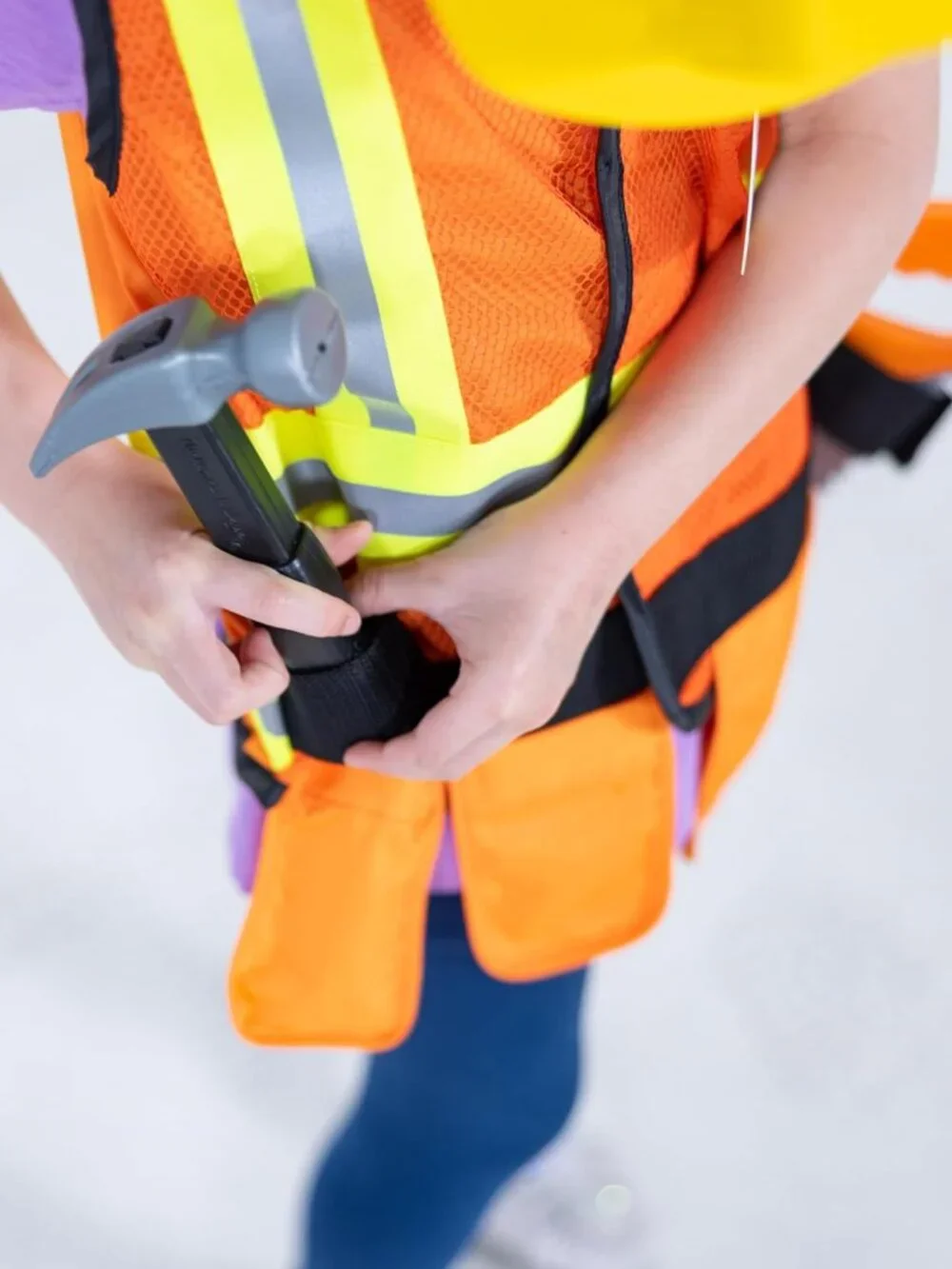 Construction Costume, Pretend Play Dress Up Set 6-Pc Tools, Vest & Accessories,